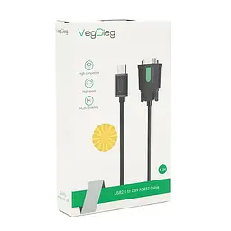 Кабель VEGGIEG V-U401, USB/RS232, PL2303 Chipset, Gray, довжина 1.5м, Box - мініатюра 3