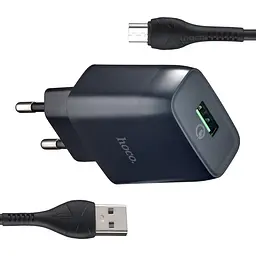 МЗП Hoco C72Q Glorious single port QC3.0 charger ( EU ) ( With Micro USB Cable ) Black