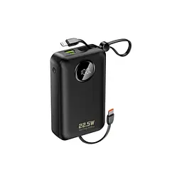 Батарея універсальна Dudao 20000mAh K14+ 22.5W, PD, QC, USB-A, USB-C(In/Out), with built-in USB-C/Lightning cables, Black (6977196680016)