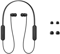Навушники бездротові Sony WI-C100 Black BT 5.0, IPX4, SBC, AAC, Wireless, Mic - мініатюра 4