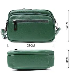 Яскрава жіноча сумка з накладною кишенею з натуральної шкіри Vintage 22639 зелена - мініатюра 5
