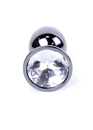 Металева анальна пробка з кристалом Boss Jewellery Dark Silver PLUG Clear 7 см (прозорий) - мініатюра 3