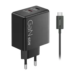 Блок живлення до ноутбуку Lenovo Dual USB-C 65W GaN Charger (40AW065BEU)