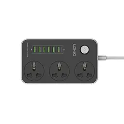 Мережевий зарядний пристрій подовжувач LDNIO SC3604 6 USB 3 розетки 2m сіро-чорний - мініатюра 3