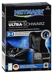 Серветки для відновлення чорних тканин Heitmann Farbetucher Ultra-Schwarz 2in1 (10 шт)