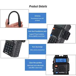Портативна Рація + Гарнітура Baofeng UV-5R 5W дводіапазонна VHF136-174/UHF400-520 МГц (18835) - мініатюра 5
