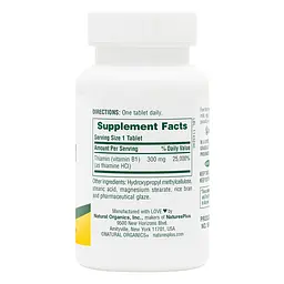 Вітаміни та мінерали Natures Plus Vitamin B1 300 mg, 90 таблеток - мініатюра 2