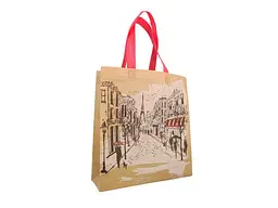 Еко сумка RendPak Паризька вулиця 80г/м2 бежевий 7000-2 арт.14038 290x330х(2 x 50)(1 x 30) 500мм
