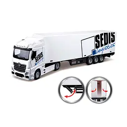 Ігровий набір Bburago Фура Mercedes-Benz Actros з навантажувачем 1:4 білий (18-31471) - мініатюра 4