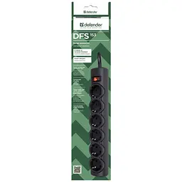 Мережевий фільтр живлення Defender 153, 3 m, 6 роз, black (99495) - мініатюра 2