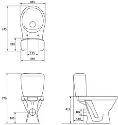 Унітаз-компакт Cersanit Cersania 705 SimpleOn 011 3/6 л з сидінням Slim SoftClose+QuickRelease дюропласт 30412 - мініатюра 3