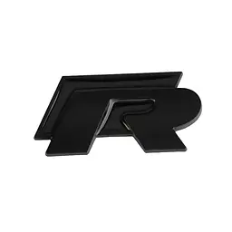 Емблема напис R Чорна 54.5х26.3мм метал (на скотчі)