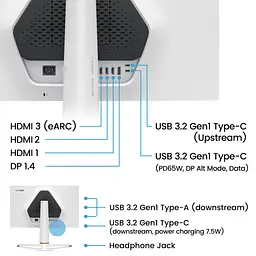 Монітор TFT 27 BenQ EX271U, 4K UHD, IPS, 165Гцб 1ms, HDMI, DP, USB-C, HAS, Pivot, чорно-білий - мініатюра 8