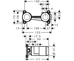Прихована частина Hansgrohe Metris 13622180 - мініатюра 2