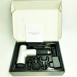 Акумуляторний масажер для тіла 4 насадки Fascial Gun KH-320 Сірий (VD201605923) - мініатюра 2
