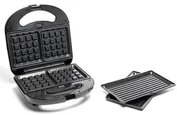 Мультимейкер Holmer HCG-02SM 800 W 2 панелі: гриль віденські вафлі розмір панелей 22.5х12.5 см захист від перегріву індикатор нагріву Black - мініатюра 6