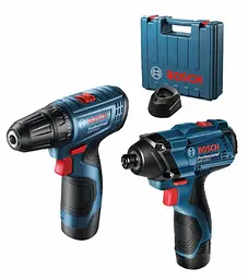 Набір інструментів Bosch Professional дриль-шурупокрут GSR 120-LI + ударний гайковерт GDR 120-LI у валізі з 2 акб GBA 12V по 2.0Ah і з/п