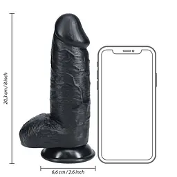 Фалоімітатор RealRock Extra Thick 8”, 20.3 см (чорний) - мініатюра 5