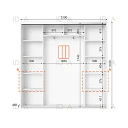 Шафа-купе Idea серія 7 210 x 45 x 210 см Білий Дзеркало - мініатюра 2