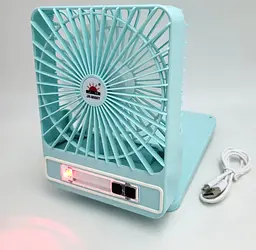 Вентилятор акумуляторний (знімний 18650) із сонячною панеллю від USB Портативний настільний вентилятор з LED лампою діаметр 16см для охолодження будинку та робочого місця Fan UKC JR 8006T - мініатюра 3