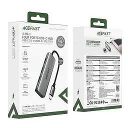 USB-хаб ACEFAST J15 USB-C 4-in-1 HUB металево-сірий - мініатюра 2