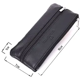 Містка шкіряна ключниця на блискавці ST Leather 22556 чорна - мініатюра 3