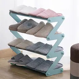Полиця для взуття на 4 секції блакитний стелаж етажерка для взуття Shoe Rack 4