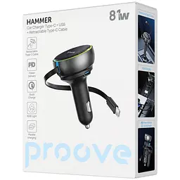 АЗП Proove Hammer 81W (Type-C + USB) + Retractable Type-C Cable - мініатюра 2