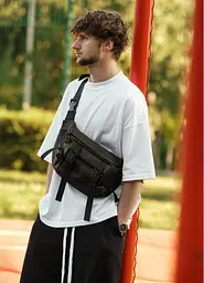 Чоловіча сумка бананка Sambag Dynamicdart чорна 38 × 21 × 7 см (80411001m)