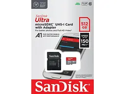 Карта пам`ятi MicroSDXC 512GB UHS-I Class 10 SanDisk Ultra A1 R150MB/s + SD-adapter (SDSQUAC-512G-GN6MA) - мініатюра 3