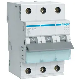 Автоматичний вимикач Hager 3-п. B 20A (6kA) 3M (B) (MBN320)