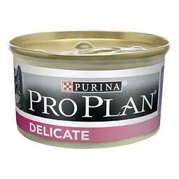 Вологий корм паштет для котів з чутливим травленням Purina Pro Plan Delicate банка 85г - індичка