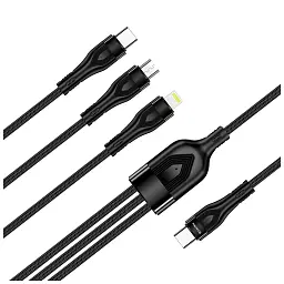 Дата кабель USB-C to Lightning + Micro 5P + USB-C 1.2m 3.0A (PD60W data) Black ColorWay (CW-CBPDU3060-BK) - мініатюра 4