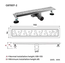 Душовий трап Gappo 70х700 мм, нержавіюча сталь G87007-2 - мініатюра 8