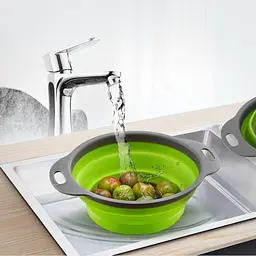 Друшляк силіконовий складаний великий + маленький Collapsible filter baskets - мініатюра 3