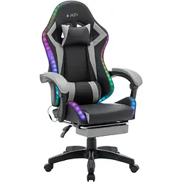 Крісло ігрове AGN 3 клас,120 кг, 100мм, RGB підсвітка, чорно-сіре - мініатюра 2