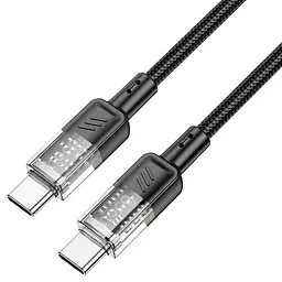 Кабель Hoco U129 Spirit 60W transparent charging data cable Type-C to Type-C Black