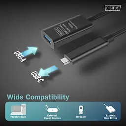 Активний високошвидкісний подовжувач USB 3.2 USB Type-C — USB AF Digitus 5m black - мініатюра 4
