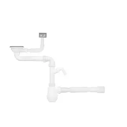 Сифон для кухонної мийки Kroner KRP-KS02S-1 3 1/2"×40/50 мм з відведенням для пральної машини, з квадратним переливом CV032076
