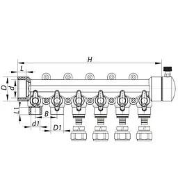 Колектор розподільний Koer 6-way з фітингом (40x20) PPR K0194.Pro KP2559 - мініатюра 3