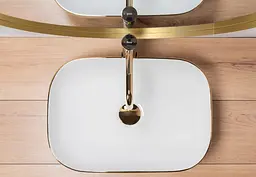 Умивальник Rea Belinda 33x46,5 white/gold brush (REA-U7422), Структурна - мініатюра 3