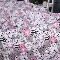 Комплект постільної білизни MirSon Kids Time 17-0670 GrayPink Kitties 160 x 220 см (2200010182330) - мініатюра 4