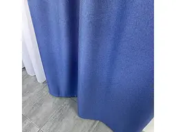 Льняні блекаут штори синього кольору 2шт. 150х270 з білим шифоновим тюлем 400х270, на тасьмі ALBO pbe0052635 - мініатюра 6
