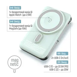 Універсальна мобільна батарея 10000 mAh, Aquamarine, 22.5 Вт ColorWay teh0027612 - мініатюра 7