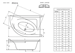 Ванна акрилова Radaway Mistra 170x110 права + ніжки (WA1-07-170x110P) - мініатюра 3