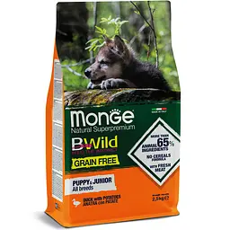 Сухий корм Monge BWild Puppy & Junior Duck Беззерновий для цуценят усіх порід з м'ясом качки 15 кг - мініатюра 2