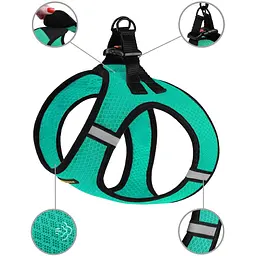 Шлея для собак Bronzedog Mesh Vest, розмір 4XS, 20х24 см, ментолова - мініатюра 4