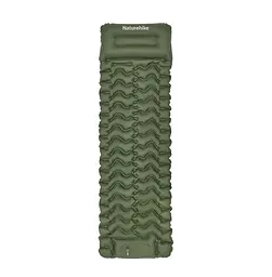 Матрац надувний одинарний Naturehike CNK2550WS019 (65 мм) з вбудованою помпою Зелений