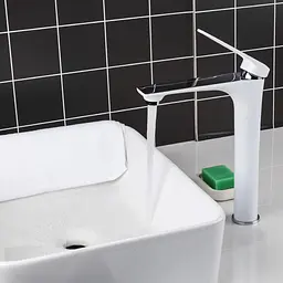 Змішувач для умивальника Frap F1052-54 високий, білий/хром, Хром - мініатюра 2