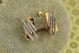 Сережки Xuping Jewelry Комбінаторіка з родієм 1,8 см золотисті - мініатюра 2